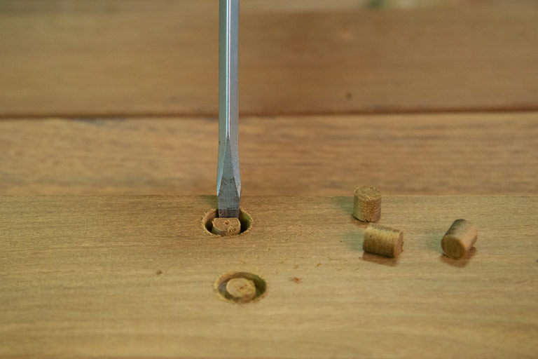 Cutting hardwood plugs - Step 4